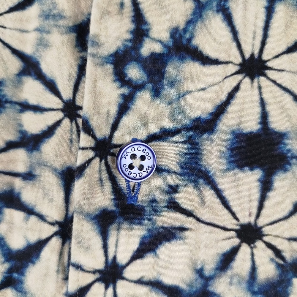 Maceoo‎ Italian Digital Fabrics Galileo Flowertiedye Blue Button Shirt Mens 2XL - Picture 6 of 12